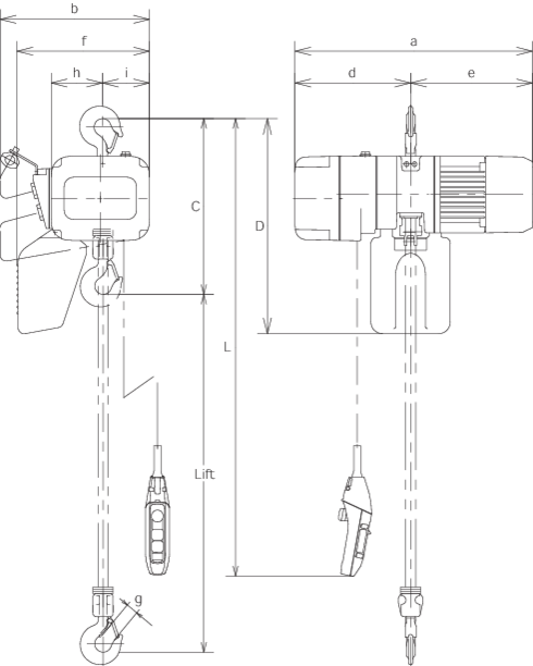 Schéma du palan électrique KITO ER2 mono-vitesse
