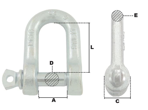 Drawing of the straight Shackle MDR