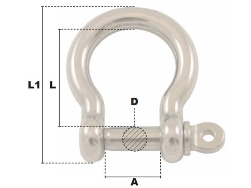 Blueprint of the bow Shackle Stainless Steel MLI