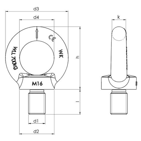 Schéma de l'anneau de levage mâle POWERTEX LP580