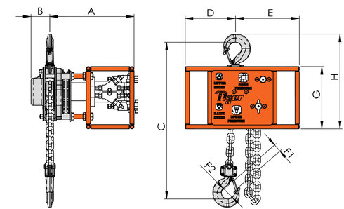 Schéma du palan ROV à chaîne avec QD Drive