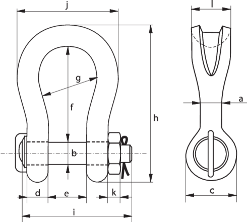 Schéma de la manille lyre à corps large P-6033