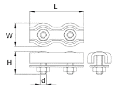 Dessin technique du serre-câble Duplex POWERTEX PCD