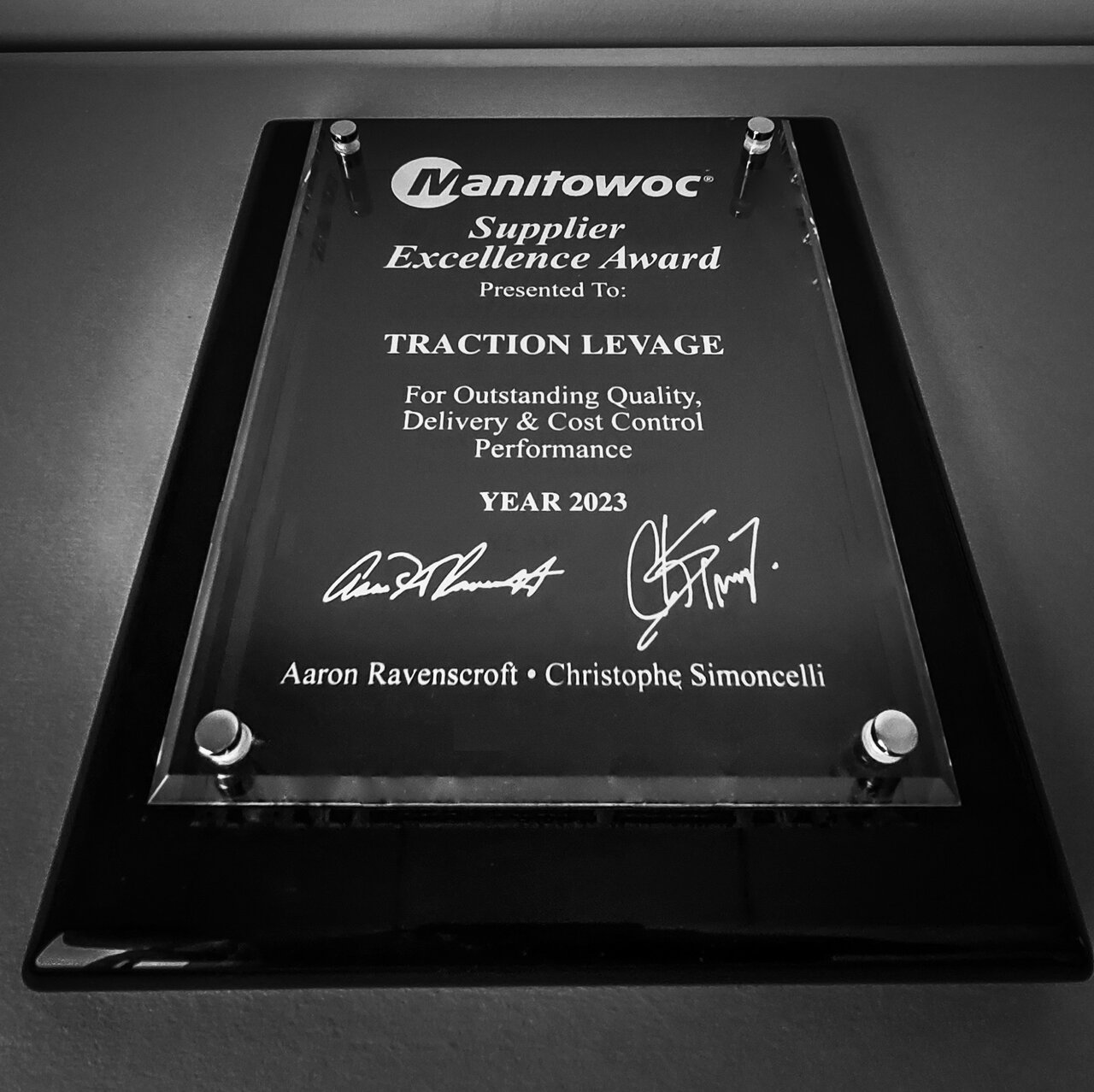 Award pour l'excellence de Traction Levage