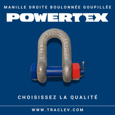 Manille droite boulonnée goupillée Powertex | © Traction Levage